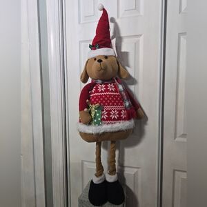 New Festive Telescopic Christmas Dog Santa Hat Plush Standing Figurine 41"